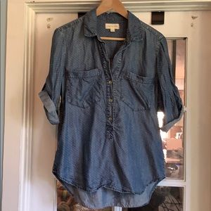 Anthropologie Cloth and Stone pin dot denim shirt